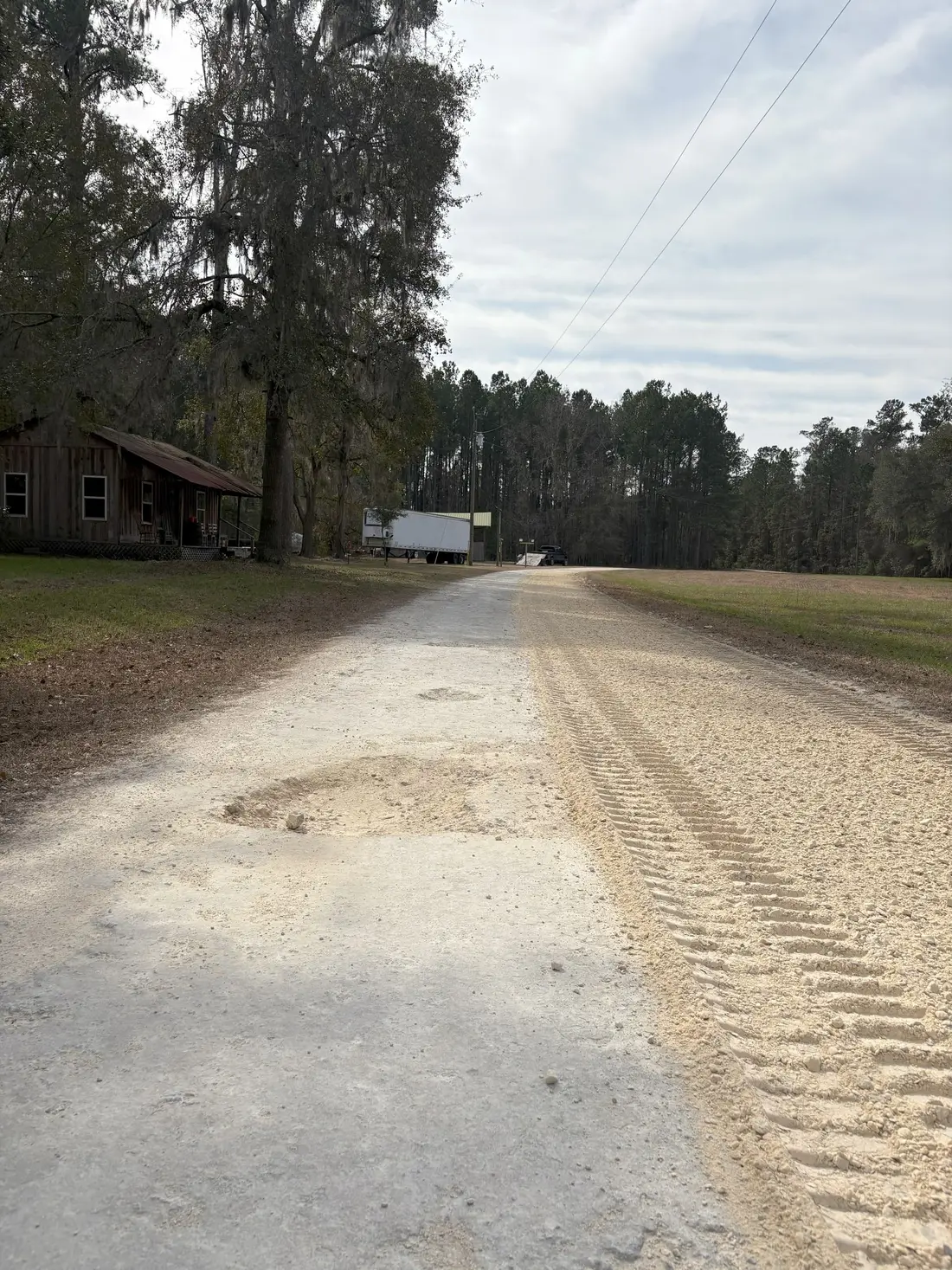 New limerock driveway installation in North Central Florida